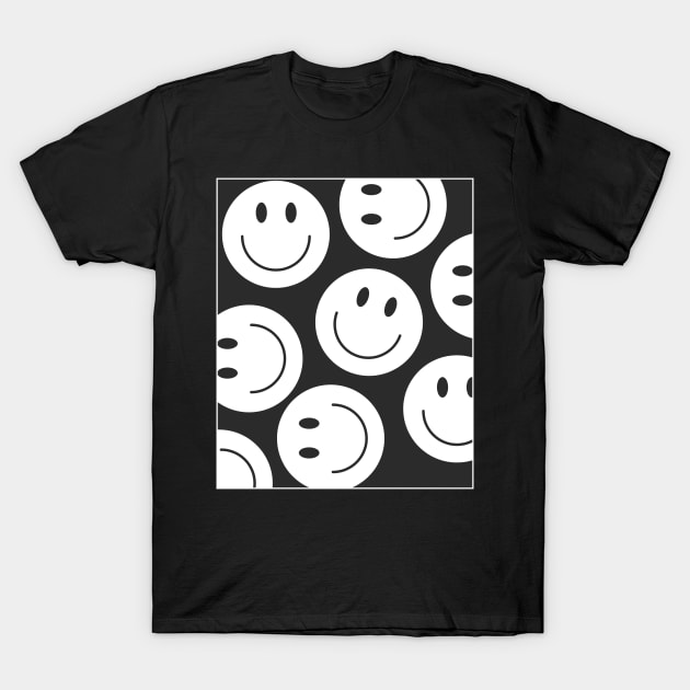 White and Black Smile Emojis T-Shirt by LThings